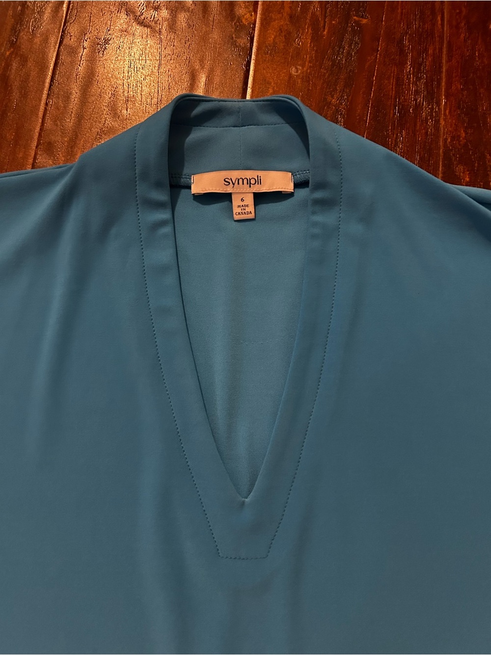 Sympli Teal Deep V-Neck Top